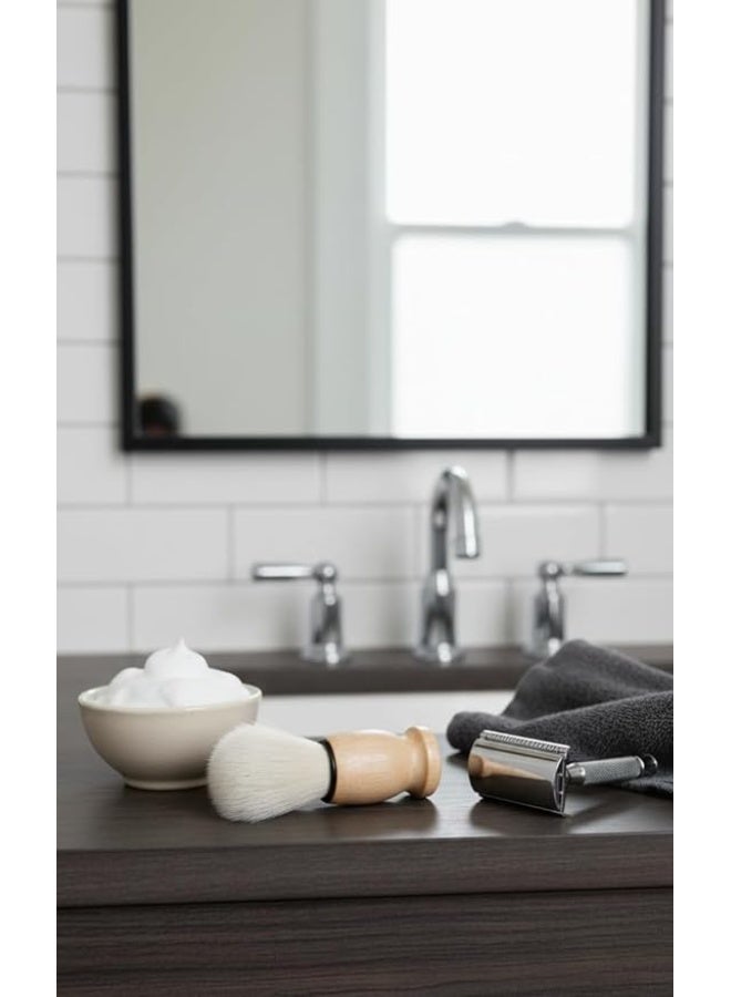 فرشاة حلاقة احترافية للذقن للرجال – مقبض خشبي – مناسبة للاستخدام المنزلي والصالونات – جودة عالية للاستخدام الشخصي والمهني - Image 2